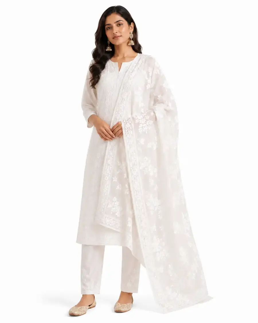 Chikankari dupatta wholesale manufacturer in Lucknow cotton georgette dupattas