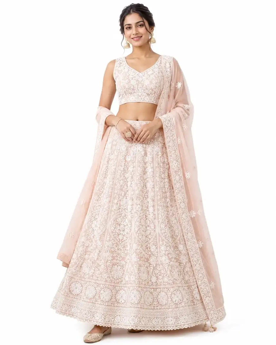 Chikankari lehenga wholesale manufacturer in Lucknow for bridal and festive wear