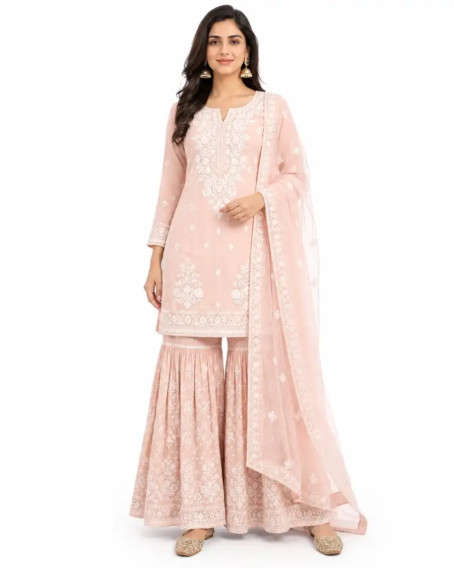 Chikankari sharara sets wholesale manufacturer in Lucknow