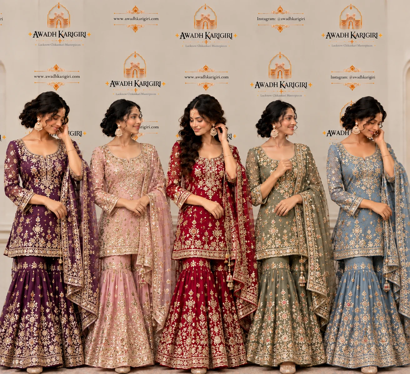 Hand Embroidery Zardozi Sharara and Gharara Manufacturer India Lucknow Awadh Karigiri