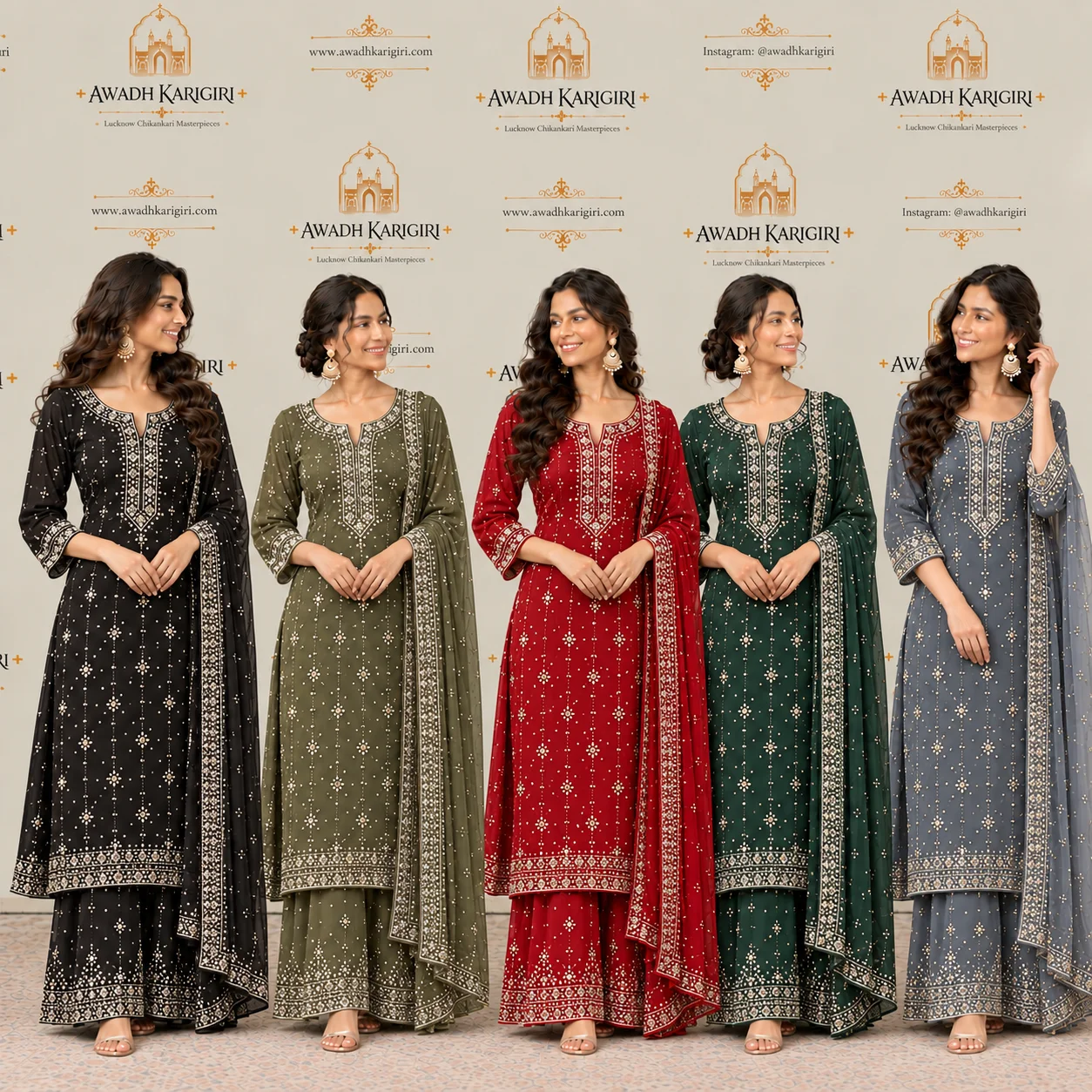 Hand Embroidery Stone and Crystal Kurti Manufacturer India Lucknow Awadh Karigiri
