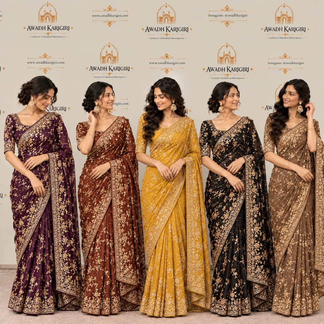 Hand Embroidery Aari Work Saree Manufacturer India Lucknow Awadh Karigiri