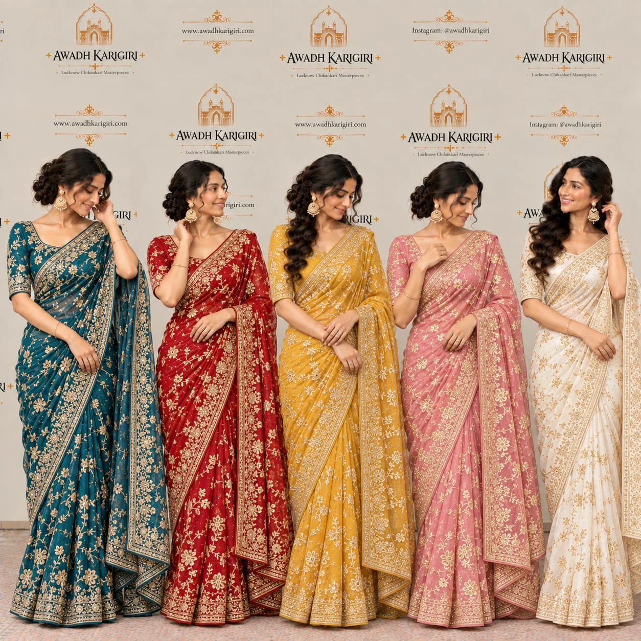 Hand Embroidery Kora Work Saree Manufacturer India Lucknow Awadh Karigiri