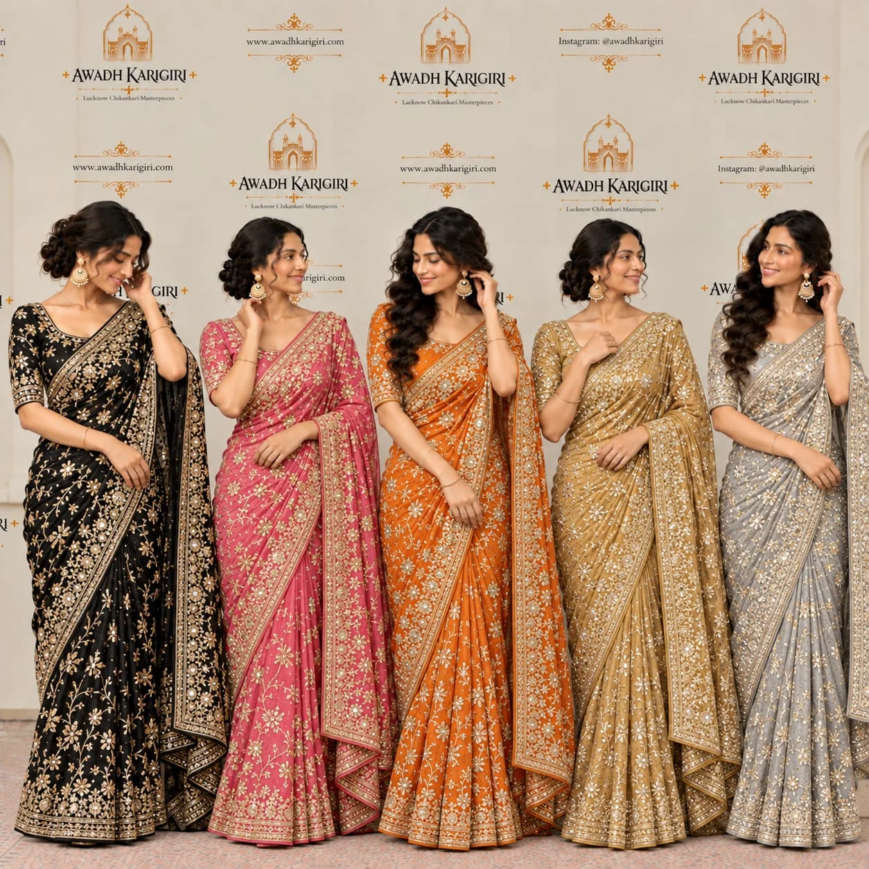 Hand Embroidery Salma Work Saree Manufacturer India Lucknow Awadh Karigiri