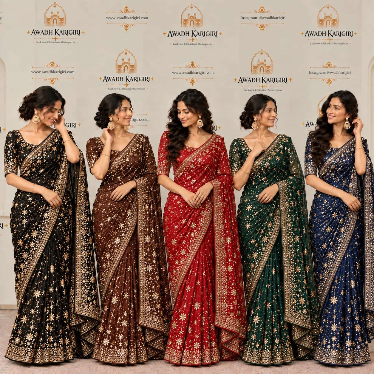 Hand Embroidery Sitara and Sequin Saree Manufacturer India Lucknow Awadh Karigiri
