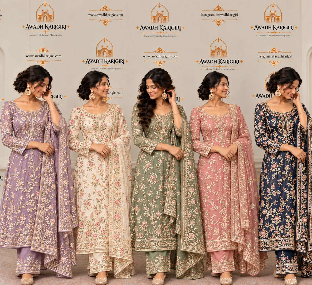Hand Embroidery Aari Work Suit Manufacturer India Lucknow Awadh Karigiri