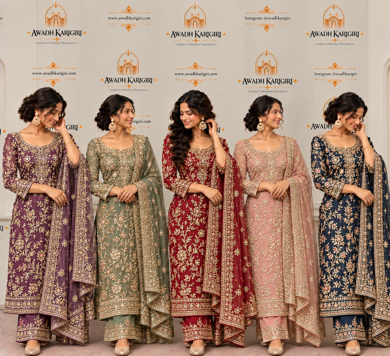 Hand Embroidery Dabka Work Suit Manufacturer India Lucknow Awadh Karigiri