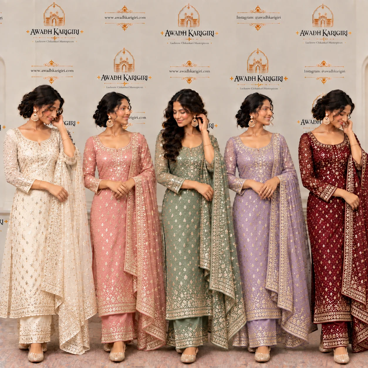 Hand Embroidery Kamdani Work Suit Manufacturer India Lucknow Awadh Karigiri