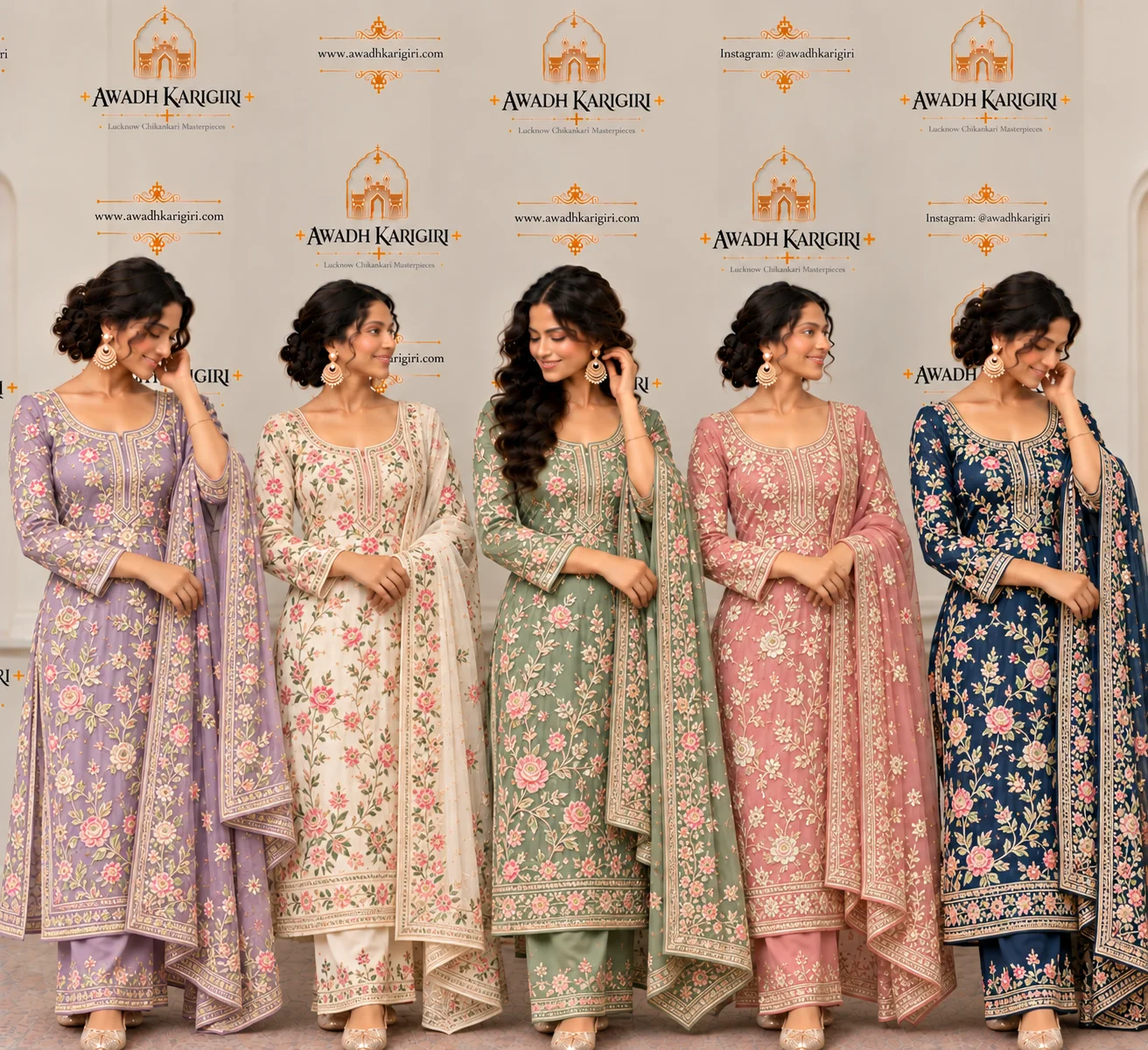 Hand Embroidery Resham Embroidery Suit Manufacturer India Lucknow Awadh Karigiri