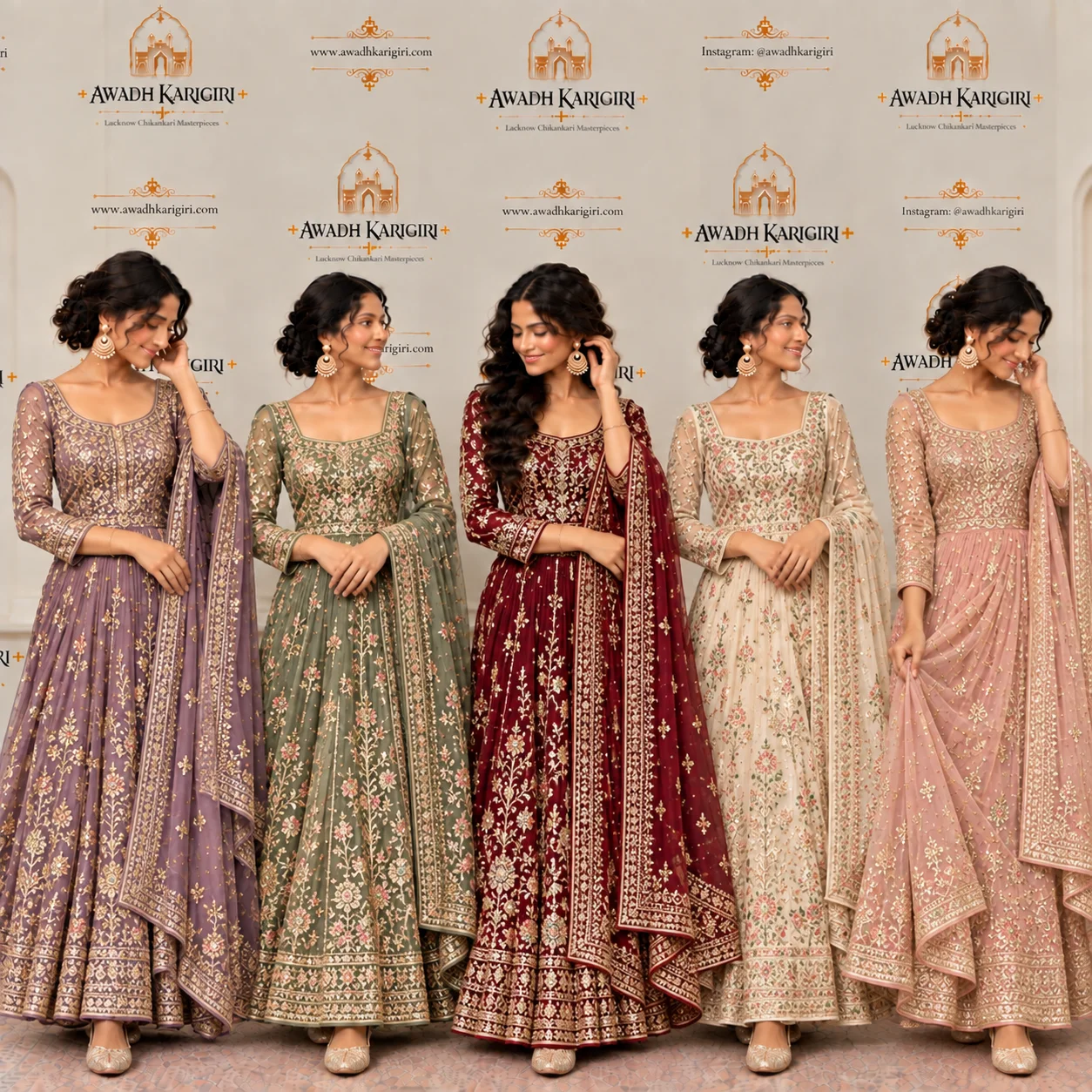 Hand Embroidery Zardozi Anarkali Manufacturer India Lucknow Awadh Karigiri