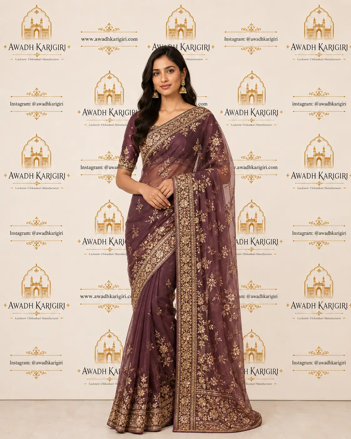 Champagne Dabka Work Saree Edition 1