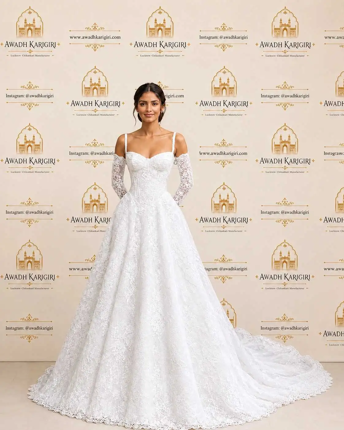 White Embroidered Bridal Gown