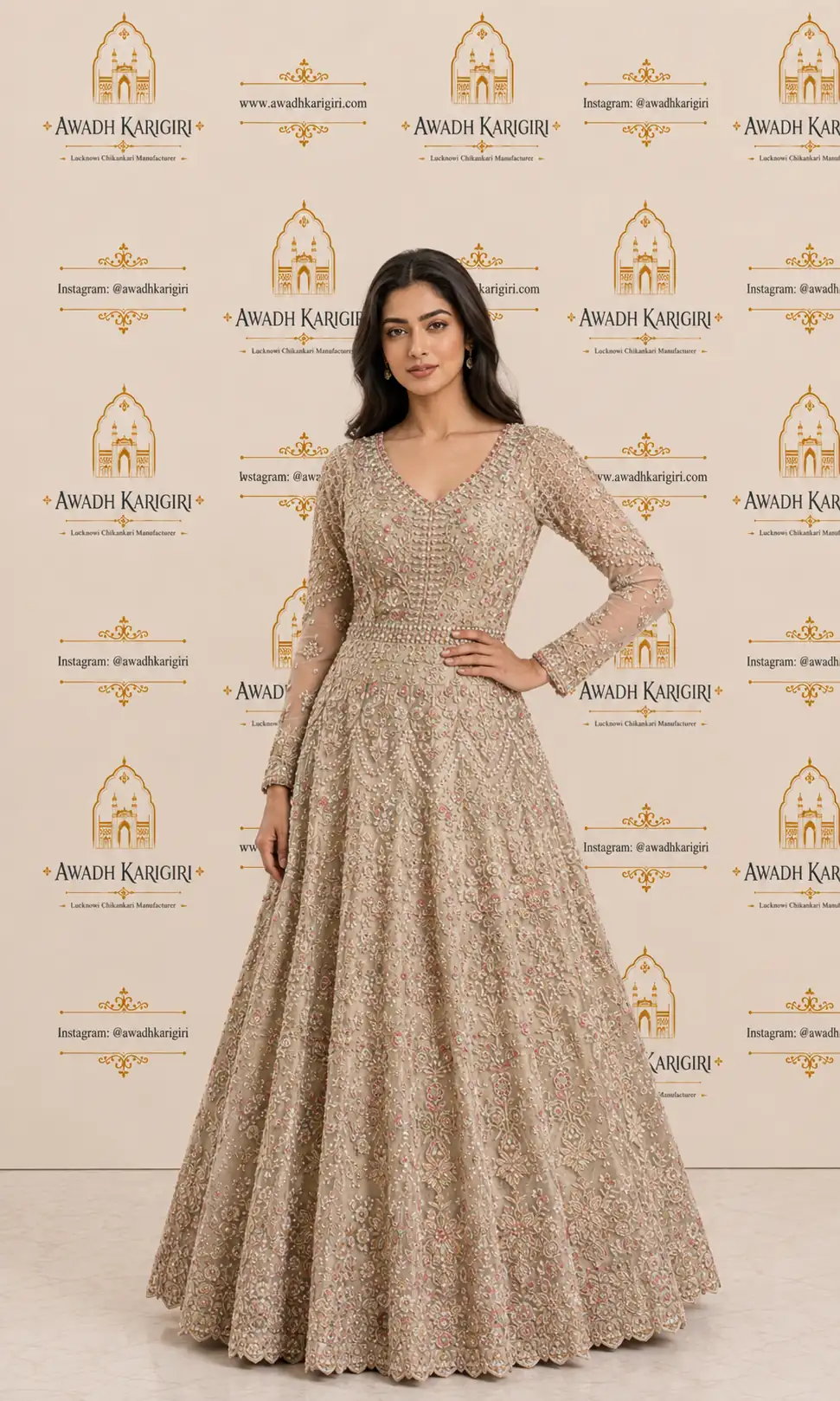 Silver Zardozi Bridal Gown